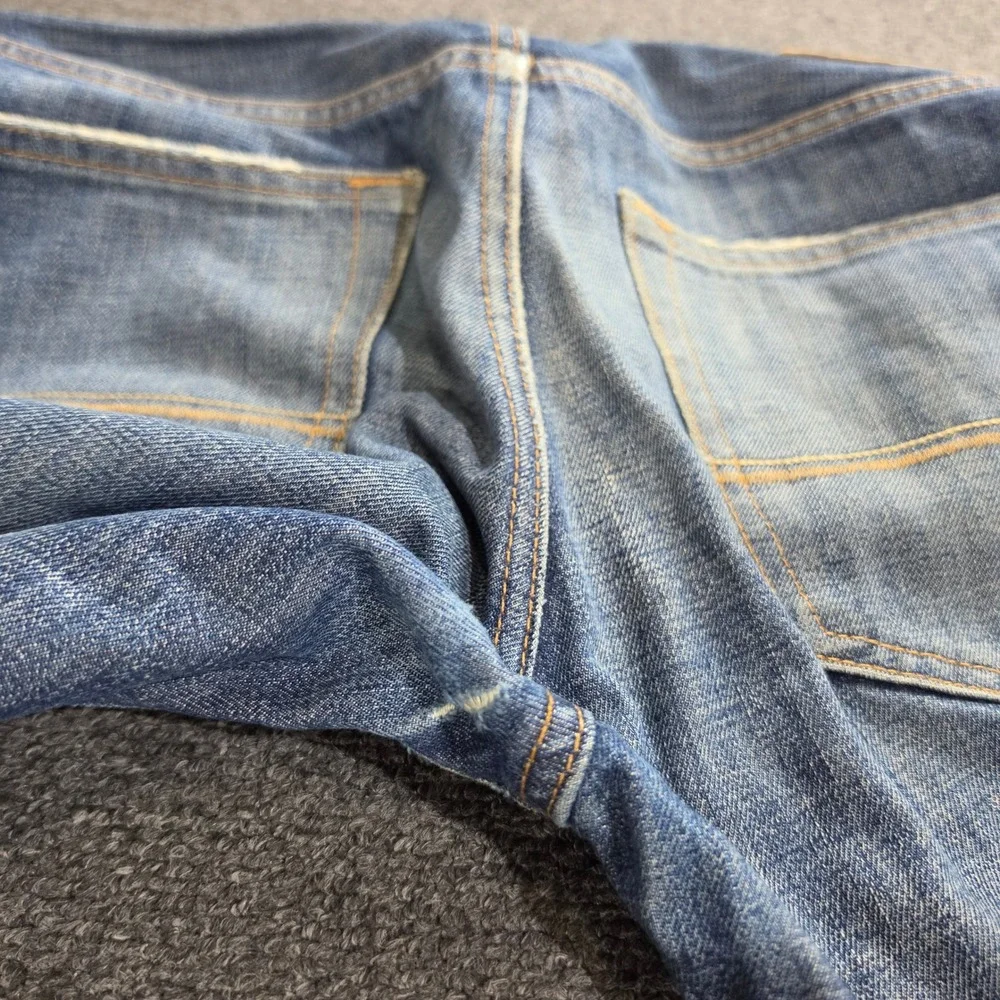 Abercrombie & Fitch Skinny Jeans Mens 32x32 Blue Denim Button Fly Distressed